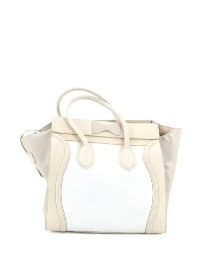 Pre-owned Celine Bicolor Luggage Bag Leather Mini Satchel In Neutral