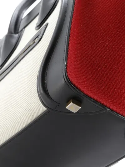 Pre-owned Celine Tricolor Luggage Bag Canvas And Leather Micro Tote Bag In Black