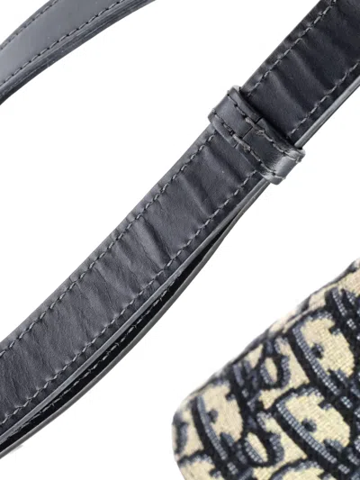 Pre-owned Dior Saddle Handbag With Strap Oblique Canvas Medium Shoulder Bag In Blue