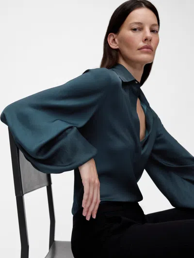 Gap Studio Satin Shirt In Green