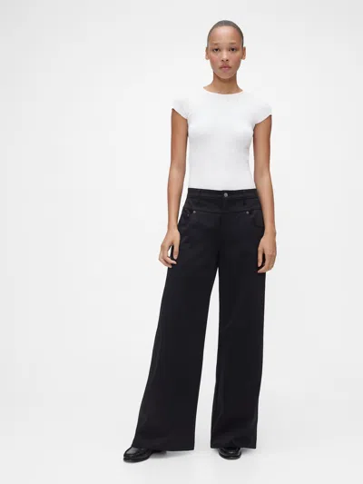 Gap Studio Low Rise Satin Baggy Pants In Black