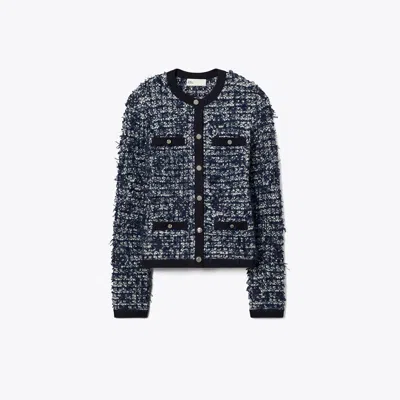 Tory Burch Kendra Tweed Button Cardigan In Multi