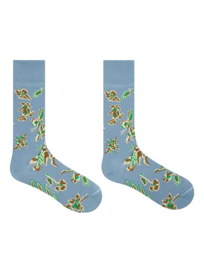 Paul Smith Floral-pattern Socks In Blue