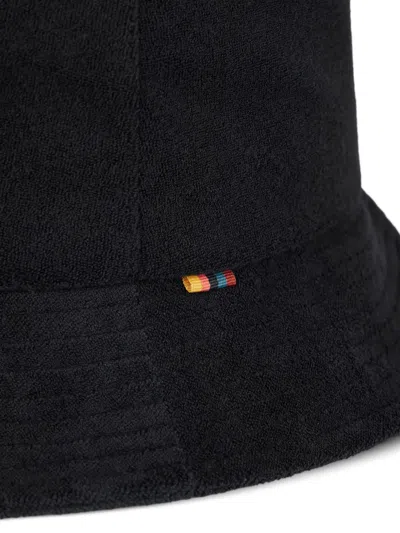 Paul Smith Black Cotton-blend Towelling Bucket Hat In Black