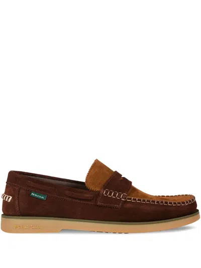 Ps By Paul Smith Contrast-stitching Suede Loafers In Brown