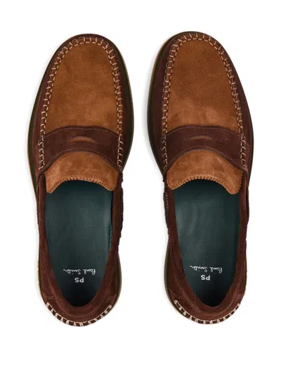 Ps By Paul Smith Contrast-stitching Suede Loafers In Brown