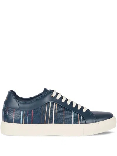 Paul Smith Signature-pinstripe Pattern Low-top Sneakers In Blue