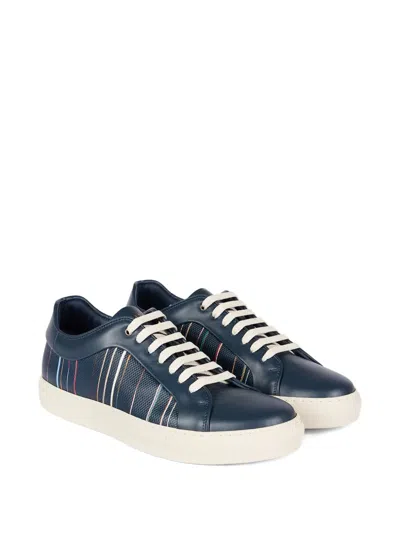 Paul Smith Signature-pinstripe Pattern Low-top Sneakers In Blue