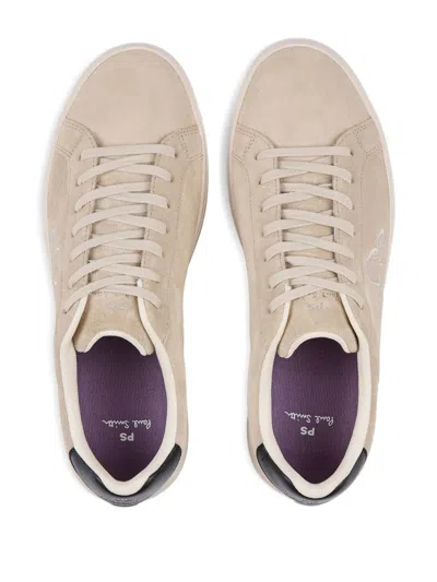 Ps By Paul Smith Rex Embroidered Suede Sneakers In Neutral
