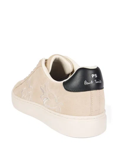 Ps By Paul Smith Rex Embroidered Suede Sneakers In Neutral