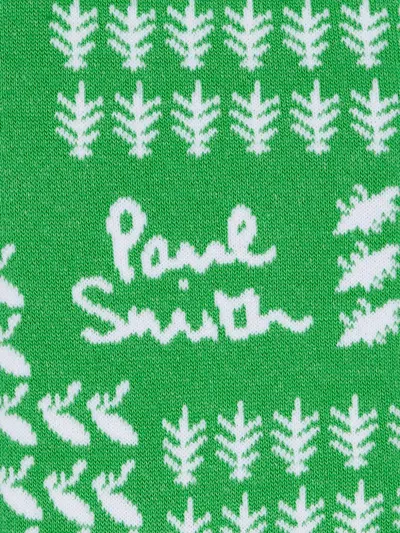 Paul Smith Leaf-intarsia Socks In Green