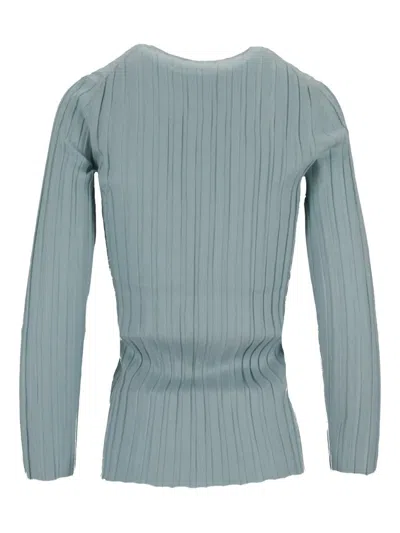 La Rose Ribbed Crew-neck Top In Blue