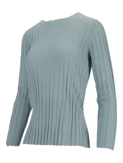 La Rose Ribbed Crew-neck Top In Blue