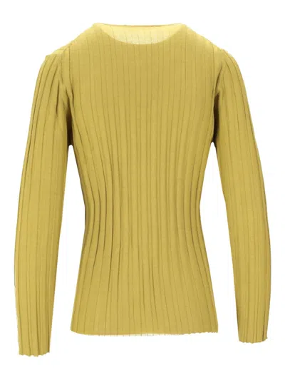 La Rose Ribbed Crew-neck Sweater In Yellow