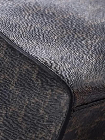 Pre-owned Celine Vertical Cabas Triomphe Coated Canvas Large Tote Bag In Black