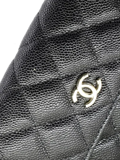 Pre-owned Chanel Cc Bow Belt Bag Quilted Caviar Mini Crossbody Bag In Black