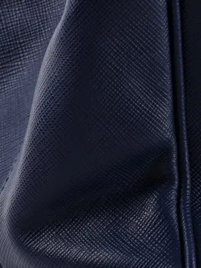 Pre-owned Prada Double Zip Lux Saffiano Leather Large Tote Bag In Blue