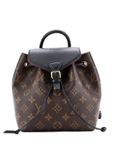 Pre-owned Louis Vuitton Montsouris Nm Monogram Canvas With Leather Bb Backpack In Brown