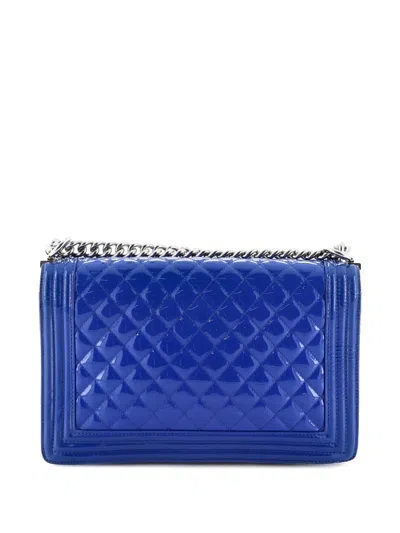Pre-owned Chanel Boy Flap Bag Quilted Plexiglass Patent New Medium Shoulder Bag In Blue