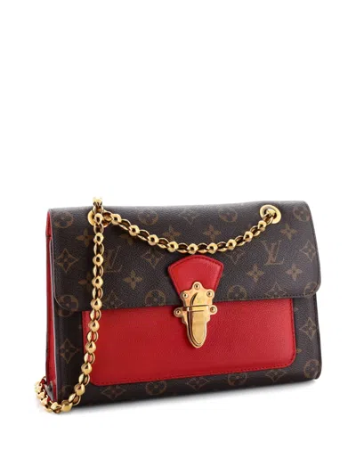 Pre-owned Louis Vuitton Victoire Handbag Monogram Canvas And Leather Shoulder Bag In Brown