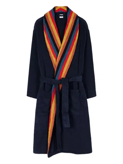 Paul Smith Striped-panel Robe In Blue