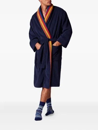 Paul Smith Striped-panel Robe In Blue