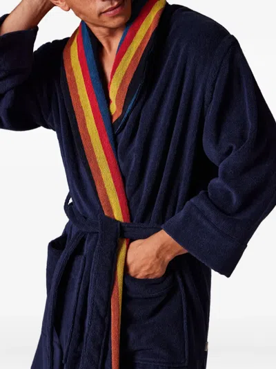 Paul Smith Striped-panel Robe In Blue