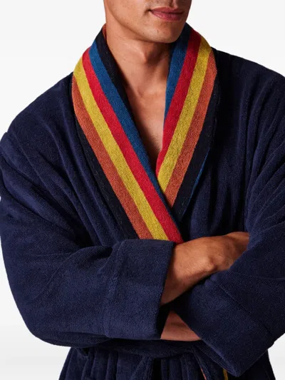 Paul Smith Striped-panel Robe In Blue