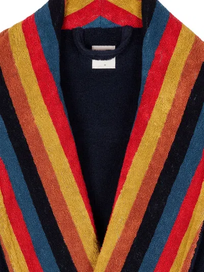 Paul Smith Striped-panel Robe In Blue