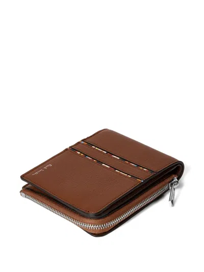 Paul Smith Zip-around Multi-stripe Wallet In Brown