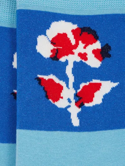 Paul Smith Flower-print Socks In Blue