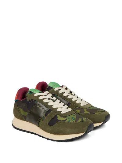 Paul Smith Eighties Camouflage Leather Sneakers In Green