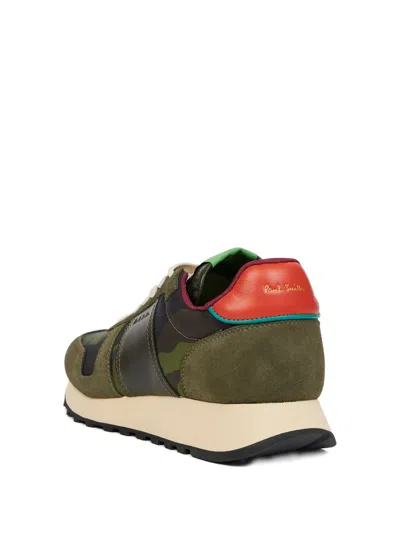 Paul Smith Eighties Camouflage Leather Sneakers In Green