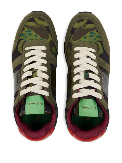 Paul Smith Eighties Camouflage Leather Sneakers In Green