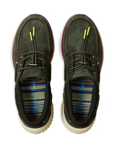 Ps By Paul Smith Boat-lace Suede Sneakers In Green