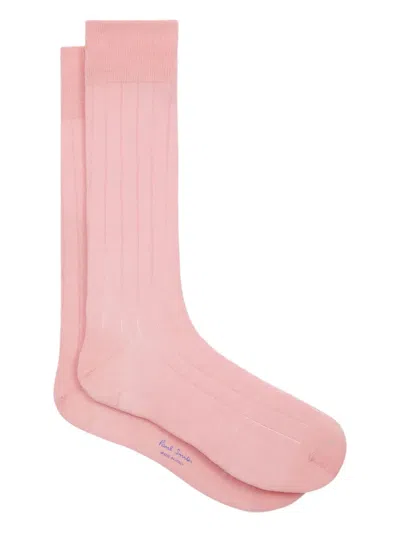 Paul Smith Ribbed Cotton Socks In Pink