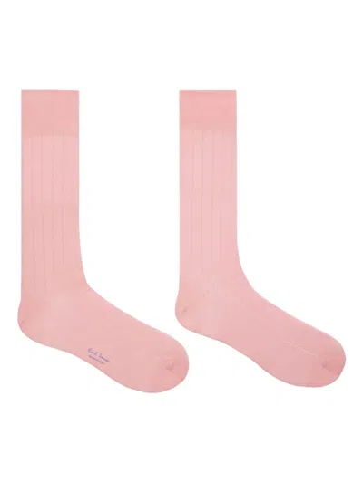 Paul Smith Ribbed Cotton Socks In Pink