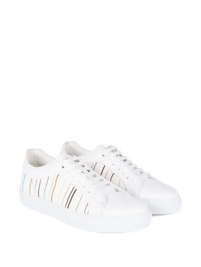 Paul Smith Signature-pinstripe Pattern Low-top Sneakers In White