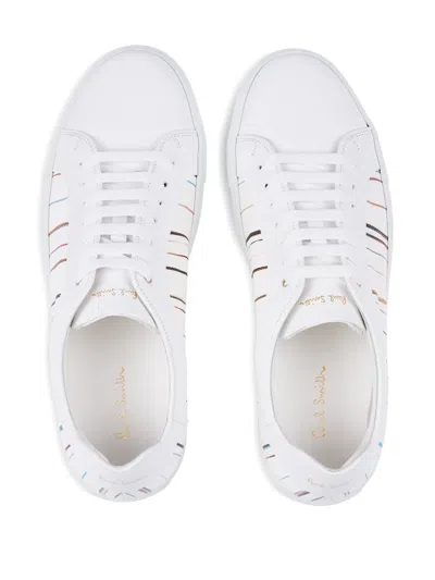 Paul Smith Signature-pinstripe Pattern Low-top Sneakers In White