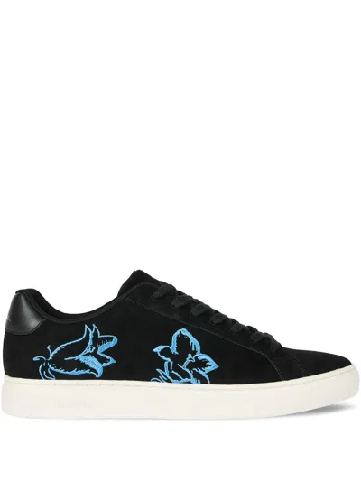 Ps By Paul Smith Black Suede 'rex' Embroidery Trainers In Black