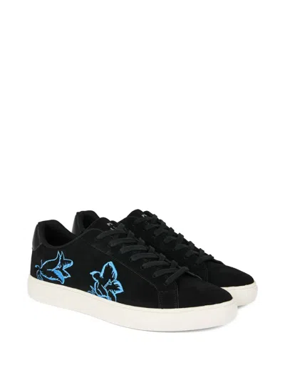 Ps By Paul Smith Black Suede 'rex' Embroidery Trainers In Black