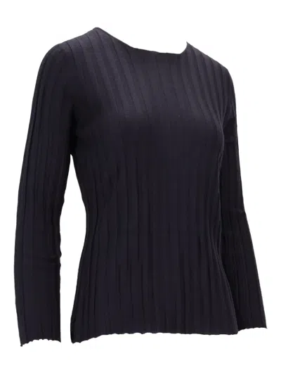 La Rose Ribbed Girocollo Top In Black
