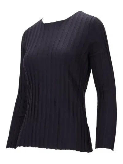 La Rose Ribbed Girocollo Top In Black