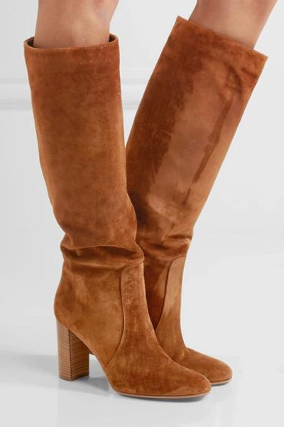 Shop Gianvito Rossi 80 Suede Knee Boots In Brown