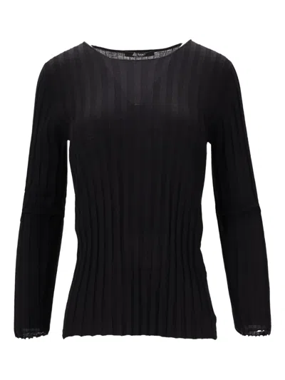 La Rose Ribbed Long-sleeve Sweater In Black