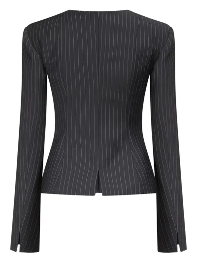 Ludovic De Saint Sernin Rebecca Pinstripe Lace-up Jacket In Black