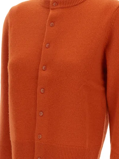 Extreme Cashmere Crew-neck Ribbed Cardigan In Orange