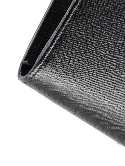 Pre-owned Prada Convertible Flap Clutch Saffiano Leather Small Crossbody Bag In Black