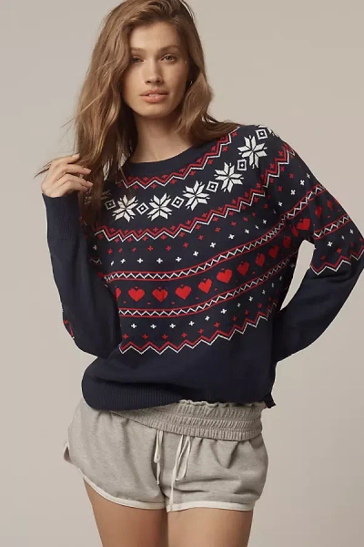 Beach Riot X Anthropologie Crew-neck Sweater In Blue