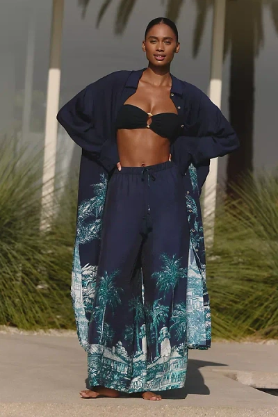 Celandine Sheer Printed Pants In Blue